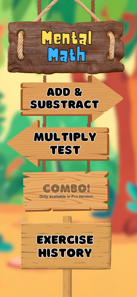 Menu Mental Math dengan Comprehension, Division dan Mini Game